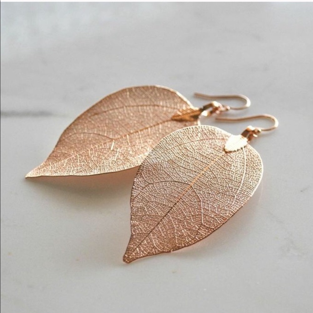 Hand Dipped Leaf earrings - Picture 3 of 3